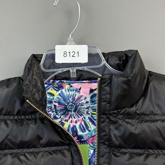 Lilly Pulitzer Vest Women's Medium Black Onyx Elana Full Zip Down Puffer NWT - Picture 15 of 15